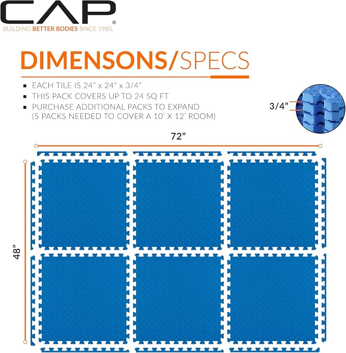 CAP Puzzle Exercise Mats | 3/4” Thick EVA Interlocking Foam Tiles - Image 4
