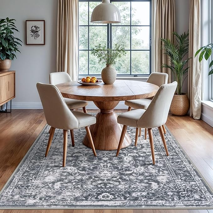 KILOCOCO Area Rug 6x9 Living Room Rug Washable Printed Vintage Floral Non Slip - Image 8