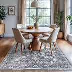 KILOCOCO Area Rug 6x9 Living Room Rug Washable Printed Vintage Floral Non Slip - Image 8
