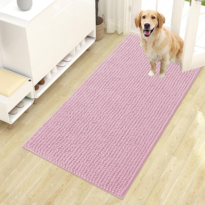 OLANLY Dog Door Mat for Muddy Paws 44x24, Ultra Absorbent Chenille Mud Doormat by OLANLY