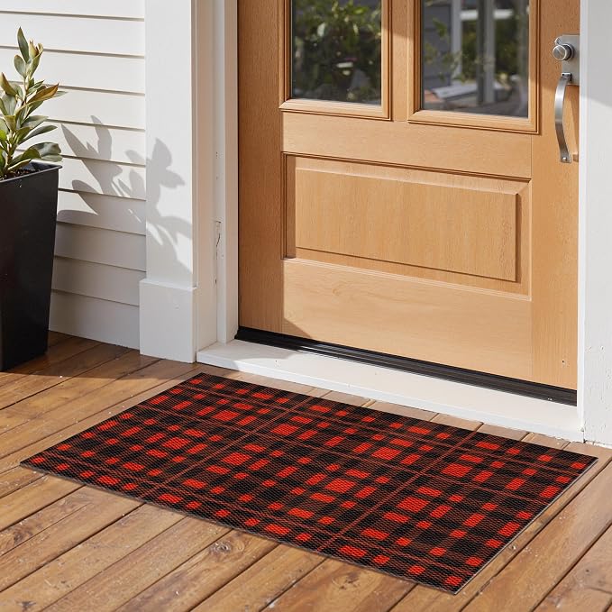 GENIMO Door Mat 18X30 Inch Buffalo Plaid Christmas Decor Rug Outdoor Geometric - Image 7