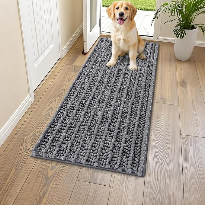 Smiry Dog Door Mat for Muddy Paws 47x24, Absorbent Dirt Trapper, Non-Slip by Smiry