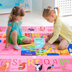 Pink Kids Rug for Playroom Classroom, ABC Alphabet Numbers Play Toddlers Rugs - Image 5