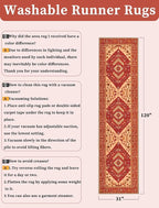 SERISSA Runner Rug for Hallways, Long Boho Rug Vintage Red Hallway Stair Ultra - Image 6