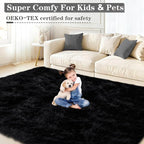 8x10 Area Rugs for Living Room: Soft Black Fluffy Rug Shag Washable Rug Plush - Image 8