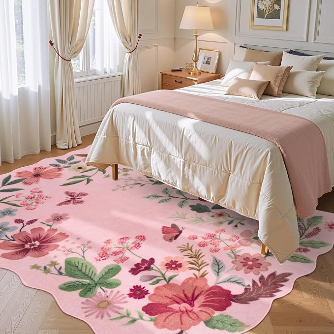Lahome Floral Living Room Rugs, Non-Slip Washable Rugs Throw Boho Rug - Image 3