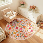 4ft Area Rugs for Living Room Vacuum-Friendly Machine Washable Area Rug Flower - Image 6