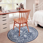 KILOCOCO Round Rug 3ft Vintage Floral Small Circle Rug Machine Washable - Image 4