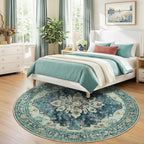RELEANY Area Rugs Round 8ft Washable Non-Slip, Floral Vintage Distress - Image 3