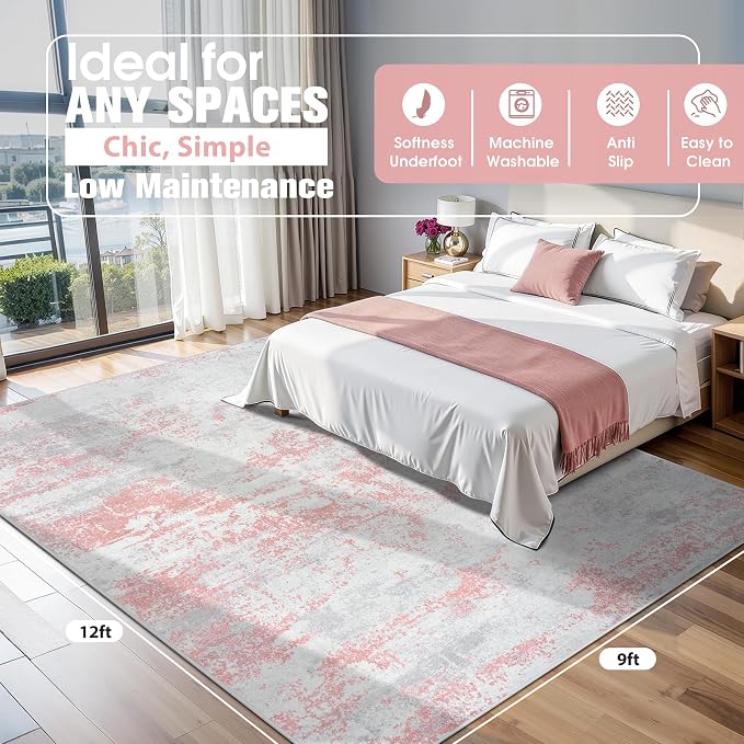 9x12 Area Rugs for Living Room Rug Washable: Abstract Large Rug for Dining Room - Image 2
