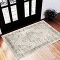 CHAMPLANT Washable Area Rug 2'x3' Floral Khaki Door Mat Vintage Distressed by CHAMPLANT