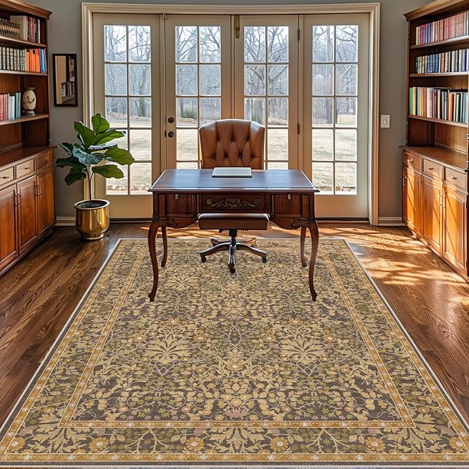 5x7 Washable Area Rugs for Living Room, Stain Resistant Vintage Rugs for Dining - Image 4
