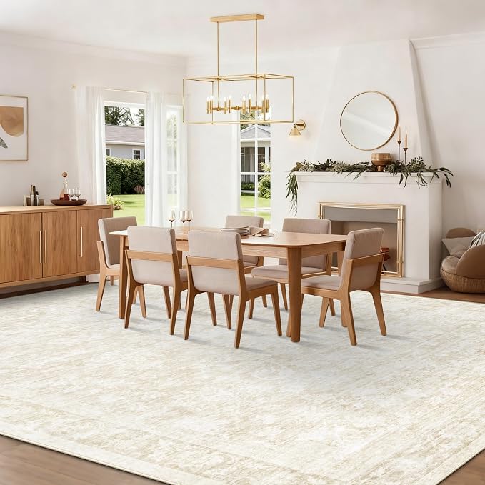 10x14 Area Rugs for Living Room: Washable Large Vintage Floral Rug Low Pile - Image 4