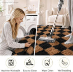 Ophanie 8x10 Black & Beige Diamond Checkered Rugs - Image 6