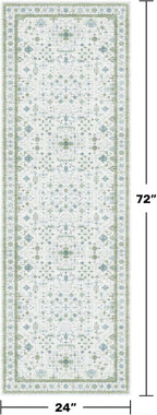 Hazo Haus Washable Oushak 2x6 Bathroom Runner Rug, Eclectic Boho Floral Pastel - Image 2