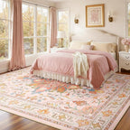 RELEANY Area Rugs Large 10'x14' Washable Non-Slip, Floral Vintage Distress - Image 2