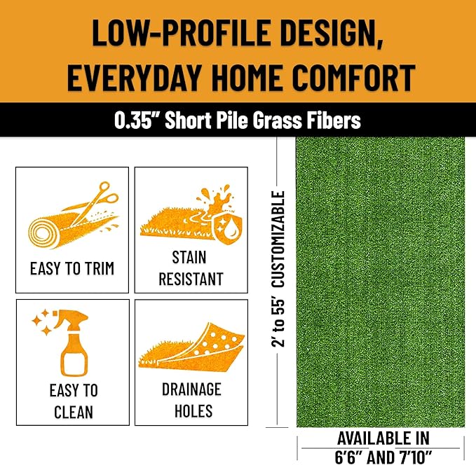 Ottomanson Artificial Turf Lite 94" x 22', Fake Grass Carpet - Image 6