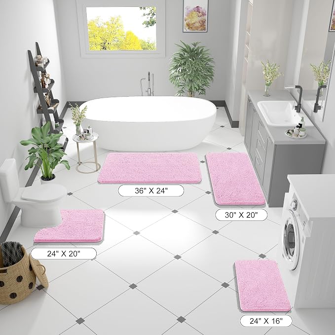 OLANLY Bathroom Runner Rugs 47x20, Extra Soft Absorbent Chenille Bath Rugs - Image 8