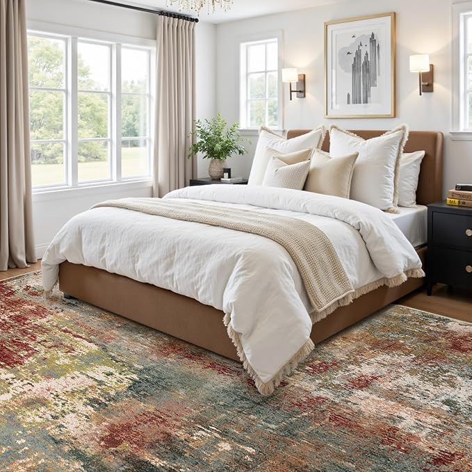 RELEANY Washable Area Rugs Square 7ft Non-Slip Modern Abstract Soft - Image 7