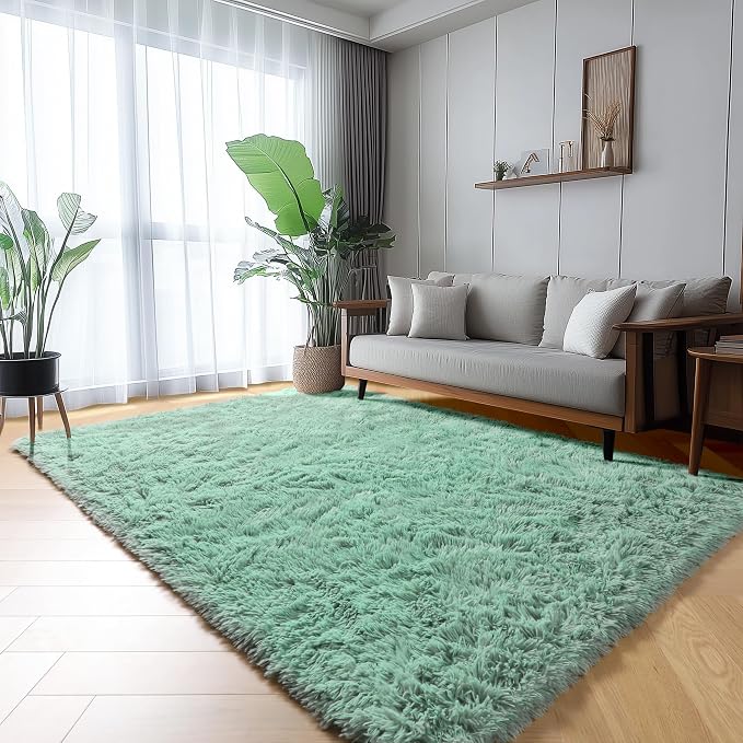 ONASAR Sage Green Rugs for Living Room Bedroom, 5x8 Fluffy Bedside Area Rug by ONASAR