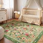 8x10 Area Rugs for Living Room Vacuum-Friendly Machine Washable Area Rug Flower - Image 6
