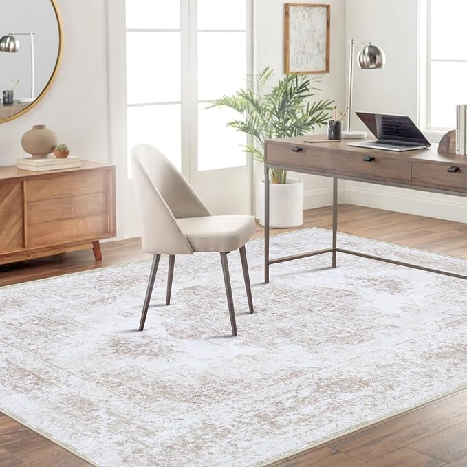XLUEZ Area Rug 4x6 Vintage Rug, Machine Washable Vintage Distressed Medallion - Image 3
