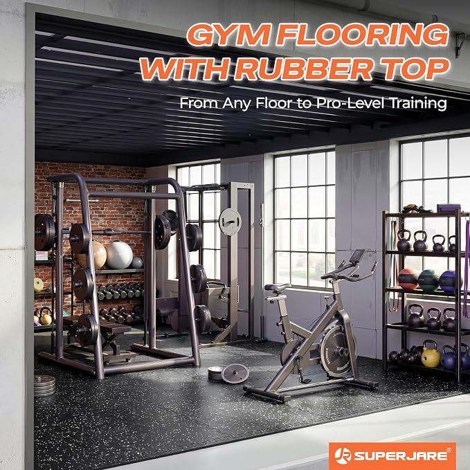 SUPERJARE 0.56'' Thick 12 Pcs 48 Sq Ft Rubber Top Exercise Equipment Mats - Image 8