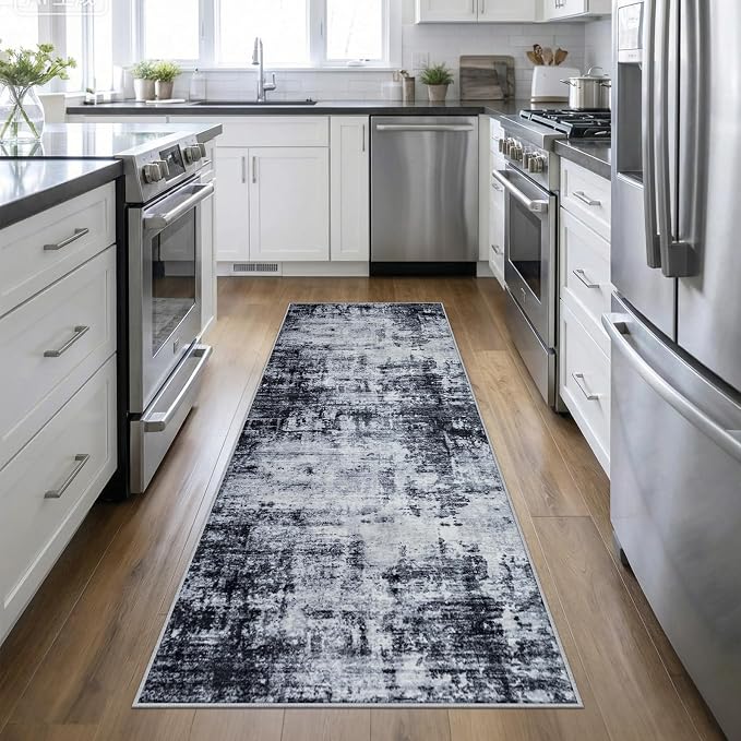 Washable Area Rug 3x10 Entryway Rug: Washable Modern Abstract Soft Thin Rug by FXRHLP