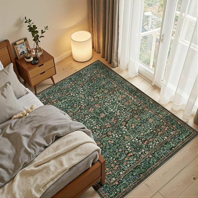 Rugxara 3x5 Rug for Entryway Bedroom, Vintage Retro Boho Throw Rug, Non Slip & - Image 3