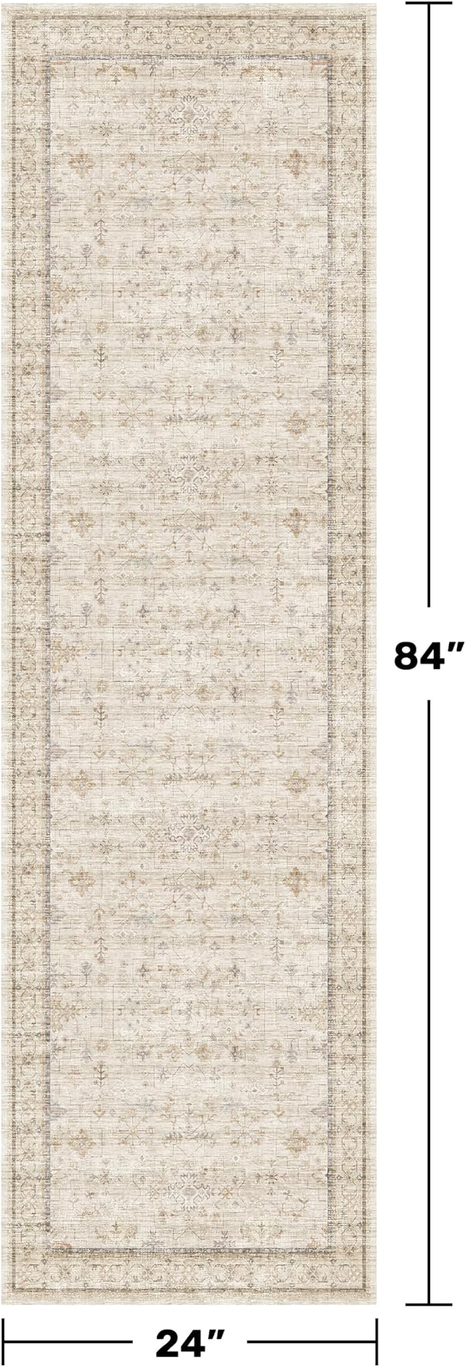 Beige Boho Bathroom Rug 2x7 - Image 2