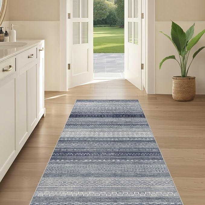 Nakagishi Area Rug Living Room Rugs: 3X8 Machine Washable Boho Large Neutral - Image 5