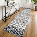 KUTA Moroccan Kitchen Rugs 2x8, Non-Slip Vintage Black Navy Blue Boho Hallway by KUTA