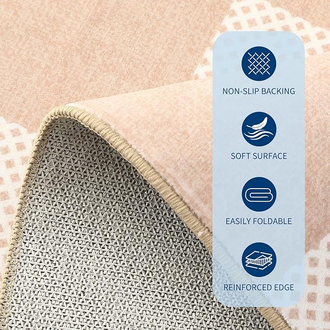 GarveeHome Checkered Blush Beige Neutral 6x9 Area Rug Washable Geometric Modern - Image 6