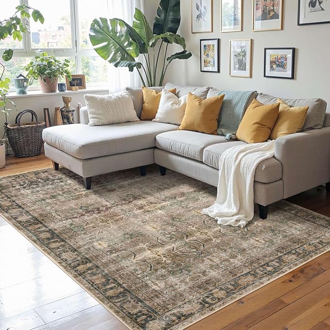Rugxara Area Rugs for Living Room Bedroom, Washable Rug, Non Slip & Low Pile - Image 2