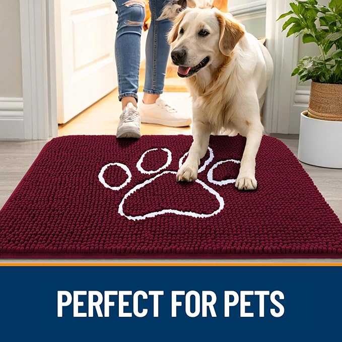 OLANLY Dog Door Mat for Muddy Paws 70x46, Paw Print Design, Absorbs Moisture - Image 6