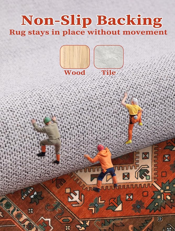 SERISSA Boho Washable Runner Rug, 2x6 Rug Runner Non-Slip Vintage Terracotta - Image 4