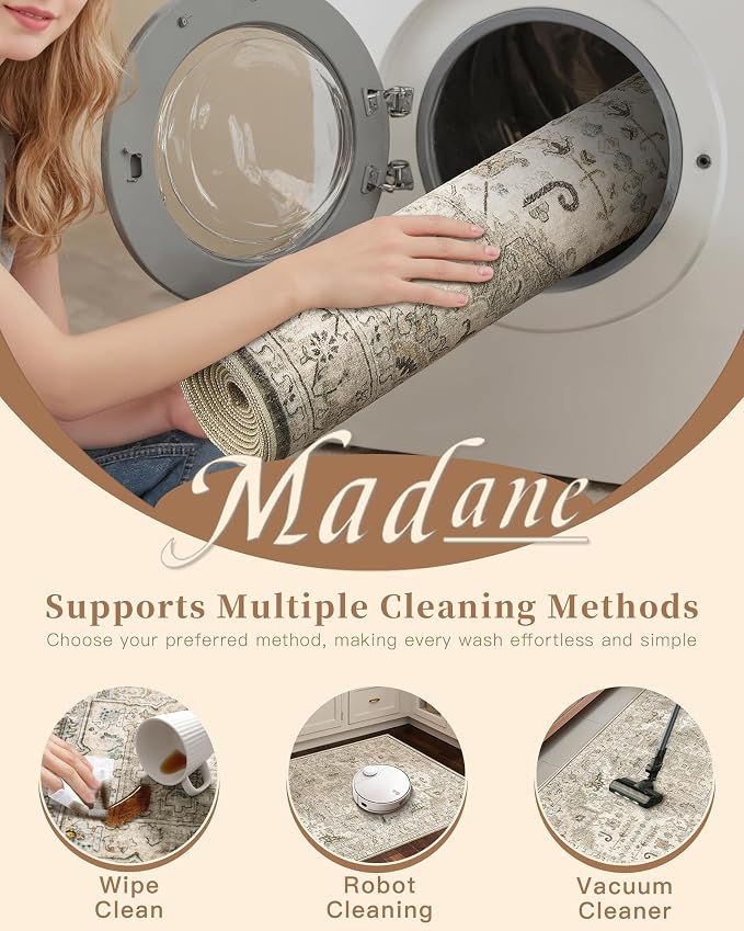 Madane 5x7 Area Rugs for Living Room, Stain Resistant Washable Rugs, Non-Slip - Image 6