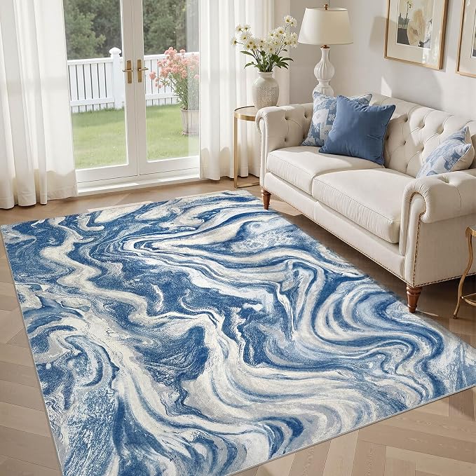 DMOYEST 5x7 Washable Area Rug for Living Room, Non Slip Abstract Rugs, Modern by DMOYEST