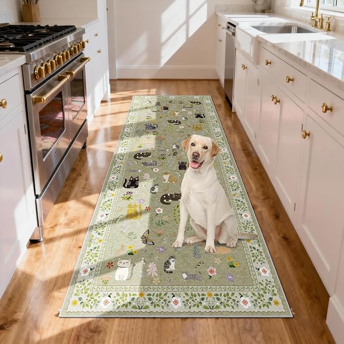 2x8 Washable Rug Runner, Non Slip Low Pile Hallway Cat Runner Rug, Stain - Image 8