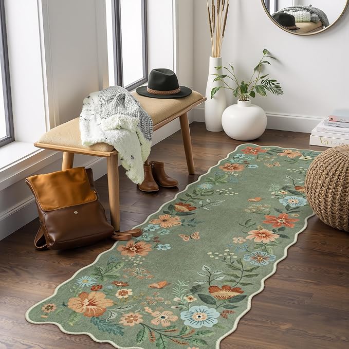 Lahome Floral Washable Runners for Hallways, 2x5 Kitchen Runner Ultra-Thin by Lahome