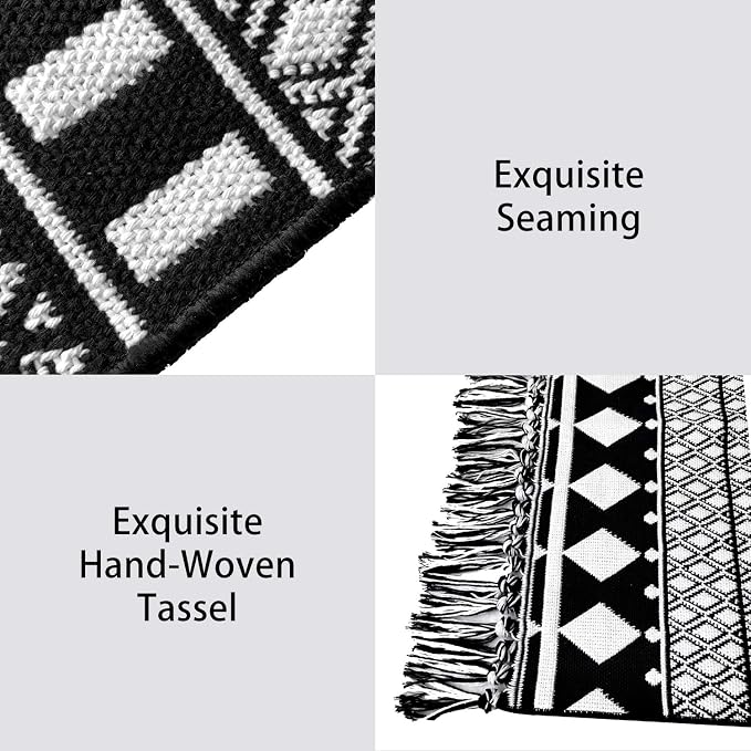 IOHOUZE Black Boho Area Rug - Image 5