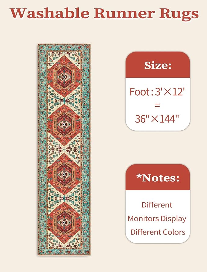 SERISSA Runner Rug for Hallways, 3x12 Washable Non Slip Kitchen Runner Rug - Image 6