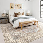 8x10 Washable Area Rug: Vintage Neutral Soft Non Slip Thin Large Floor Carpet - Image 4