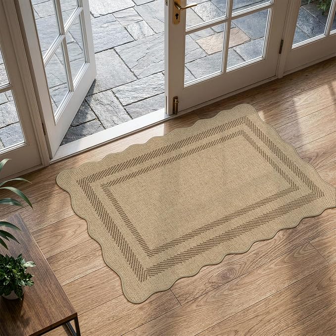 LIVEBOX Scalloped Easy Jute Kitchen Rug, 2x3 Front Door Mat Indoor Outdoor - Image 9
