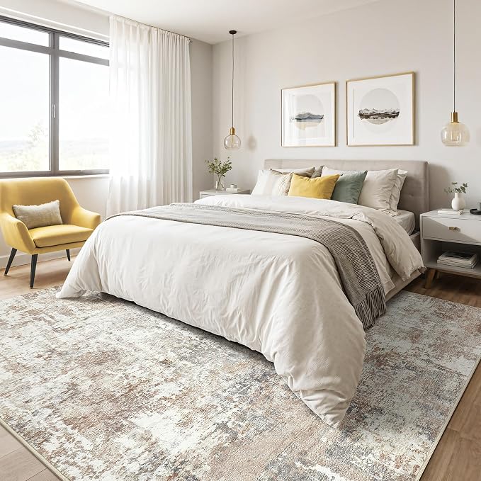 12x18 Rug Living Room: Washable Extra Large Abstract Modern Soft Area Rug Stain - Image 4