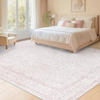 8x10 Area Rugs for Living Room: Washable Large Vintage Floral Rug Low Pile - Image 2