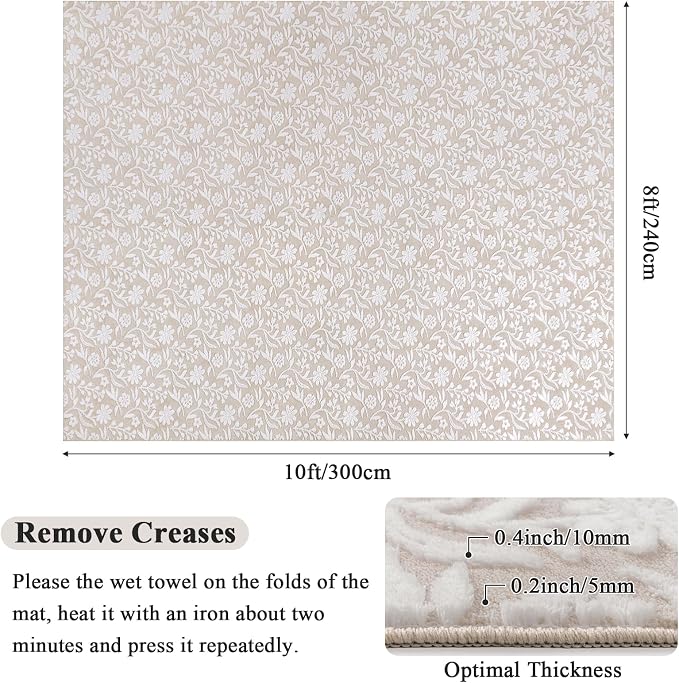 Vaukki 8x10 Area Rug for Living Room, Soft Fluffy Washable Modern Floral Indoor - Image 2