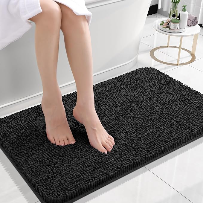 OLANLY Small Bathroom Rugs 24x16, Extra Soft Absorbent Chenille Bath Rugs by OLANLY