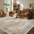 Rugxara 8X10 Orange Boho Rug, Large Washable Area Rugs by Rugxara
