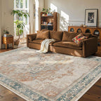 Rugxara 8X10 Orange Boho Rug, Large Washable Area Rugs by Rugxara